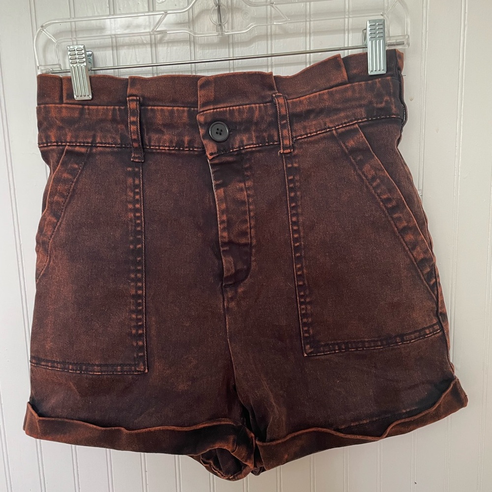 Primark Black/Orange stonewash denim shorts